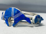 Jonny Peters Vintage Native American Navajo Lapis Brownbear Sterling Silver Bracelet-Nativo Arts