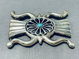 Heavy 102 Gram Vintage Native American Navajo Turquoise Sterling Silver Buckle Old-Nativo Arts