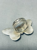 Huge Bisbee Turquoise Native American Navajo Butterfly Sterling Silver Ring-Nativo Arts