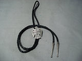Amazing Talent Vintage Native American Navajo Bird Sterling Silver Bird Bolo Tie-Nativo Arts