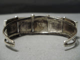 Stunning Vintage Native American Navajo Squared Turquoise Sterling Silver Bracelet Old-Nativo Arts