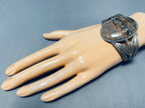 Authentic Early Vintage Native American Navajo Petrified Wood Sterling Silver Bracelet-Nativo Arts