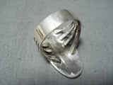 Fascinating Zuni Jet Sterling Silver Blackbird Ring Native American-Nativo Arts