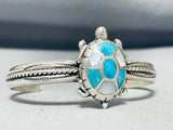 Very Rare Older Turquoise Turle Native American Navajo Sterling Silver Bracelet-Nativo Arts