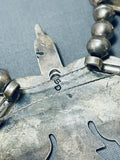 Rare Singer Vintage Native American Navajo Turquoise Sterling Silver Squash Blossom Necklace-Nativo Arts