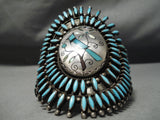 One Of Biggest Best Vintage Native American Navajo Turquoise Bluejay Sterling Silver Bracelet-Nativo Arts