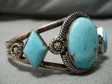 Exceptional Vintage Native American Navajo Sky Blue Turquoise Sterling Silver Bracelet-Nativo Arts