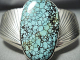 Bursts Of Silver Vintage Native American Navajo Spider Turquoise Sterling Bracelet-Nativo Arts