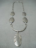 Marvelous Navajo Native American Sterling Silver Feathers Necklace-Nativo Arts