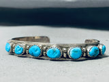 Ramond Secatero Vintage Native American Navajo Blue Gem Turquoise Sterling Silver Bracelet-Nativo Arts