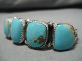 Amazing Vintage Native American Navajo Blue Gem Turquoise Sterling Silver Bracelet Cuff-Nativo Arts