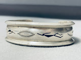 Slim Kokopelli Vintage Native American Navajo Hand Tooled Sterling Silver Bracelet-Nativo Arts