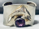 Dolphin And Amethyst Very Unique Vintage Sterling Silver Bracelet-Nativo Arts