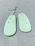 Native American Wonderful Santo Domingo Royston Turquoise Sterling Silver Dangle Earrings-Nativo Arts