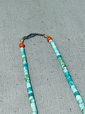 Native American Rare 1900's Vintage Santo Domingo Turquoise Heishi Sterling Silver Necklace-Nativo Arts