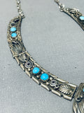 Fabulous Signed Vintage Native American Navajo Turquoise Sterling Silver Necklace-Nativo Arts