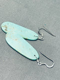 Native American Enormous Santo Domingo Royston Turquoise Large Slab Earrings-Nativo Arts