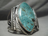 Towering Massive Vintage Native American Navajo Spiderweb Turquoise Sterling Silver Bracelet Old-Nativo Arts