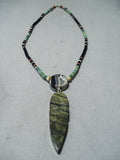 Native American Colorful Santo Domingo Inlay Turquoise Coral Jet Sterling Silver Necklace-Nativo Arts