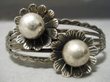 Early 1900's Flower Opal Vintage Native American Navajo Sterling Silver Bracelet Old-Nativo Arts