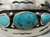 Superior Vintage Hopi/ Native American Navajo Turquoise Sterling Silver Overlay Bracelet Old-Nativo Arts