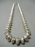 Hand Wrought Vintage Native American Navajo Sterling Silver Graduating Bead Necklace-Nativo Arts