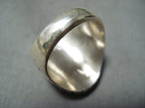 Gigantic Navajo Native American Old Kingman Turquoise Sterling Silver Ring-Nativo Arts