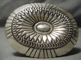 Important Vintage Navajo Oscar Alexius Sterling Silver Native American Buckle-Nativo Arts