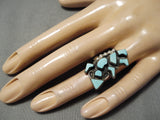 Intrciate! Vintage Zuni Native American Kachina Turquoise Dancer Ring-Nativo Arts