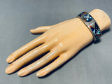 One Of The Most Unique Vintage Native American Navajo Turquoise Inlay Sterling Silver Bracelet-Nativo Arts