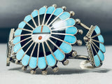 Unforgettable Vintage Native American Zuni Turquoise Sterling Silver Sunface Bracelet-Nativo Arts