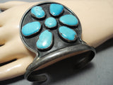 Exceptional Vintage Native American Navajo 7 Kingman Turquoise Sterling Silver Bracelet-Nativo Arts