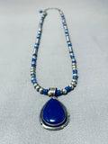 Wil Denetdale Native American Navajo Lapis Sterling Silver Necklace-Nativo Arts