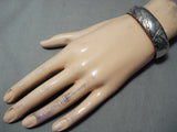 Superior Vintage Navajo Turquoise Sterling Silver Bracelet Native American Old-Nativo Arts