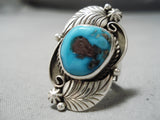 Incredible Vintage Native American Navajo Bisbee Turquoise Sterling Silver Ring Old-Nativo Arts