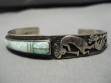 Native American Detailed!! Vintage Kokopelli Opal Inlay Sterling Silver Bracelet Old-Nativo Arts
