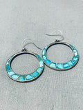 Exquisite Vintage Native American Zuni Blue Green Turquoise Sterling Silver Earrings-Nativo Arts