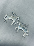 Very Intricate Horse Native American Navajo Sterling Silver Horses Earrings Signed-Nativo Arts