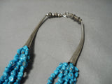 Opulent Vintage Native American Navajo Rare Turquoise Sterling Silver Cone Necklace Old-Nativo Arts