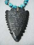 Awesome Vintage Native American Navajo Turquoise Arrowhead Sterling Silver Necklace-Nativo Arts