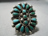 Early 1900's Vintage Native American Navajo Cerrillos Turquoise Sterling Silver Ring Old-Nativo Arts