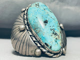 One Of The Best Vintage Native American Navajo Basalt Turquoise Sterling Silver Bracelet-Nativo Arts