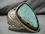 Extremely Rare Blue Jay Turquoise Vintage Native American Navajo Sterling Silver Bracelet Old-Nativo Arts