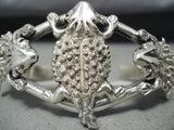 Impressive Signed Native American Navajo 3 Sterling Silver Toads Bracelet-Nativo Arts