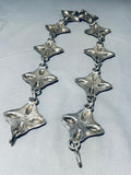 Heavy 356 Gram Vintage Native American Navajo Hand Hammered Sterling Silver Star Concho Belt-Nativo Arts