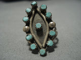 Impressive Vintage Zuni Native American Turquoise Sterling Silver Ring Old-Nativo Arts