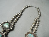 Women's Vintage Native American Navajo Morenci Turquoise Sterling Silver Squash Blossom Necklace-Nativo Arts