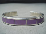 Electrifying Zuni Purple Rhodyte Sterling Silver Bracelet Native American-Nativo Arts