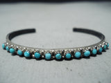 Fantastic Vintage Native American Navajo Blue Gem Turquoise Sterling Silver Bracelet Old-Nativo Arts