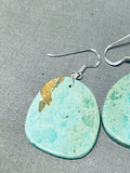 Native American Wonderful Santo Domingo Royston Turquoise Sterling Silver Earrings-Nativo Arts